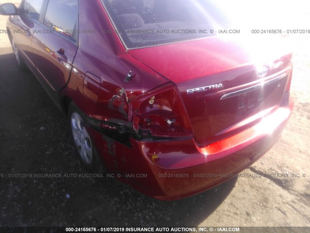 KNAFE222695612724 - 2009 KIA SPECTRA EX/LX/SX RED photo 6