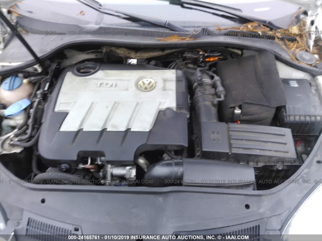 3VWTL71K89M301717 - 2009 VOLKSWAGEN JETTA TDI WHITE photo 10