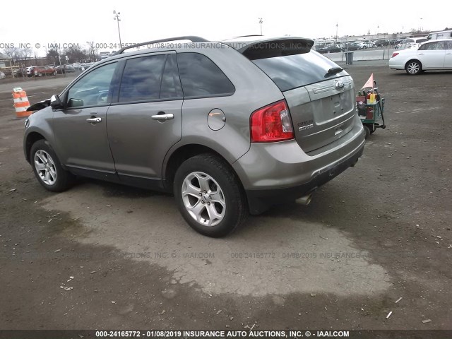 2FMDK4JC4DBE15401 - 2013 FORD EDGE SEL TAN photo 3