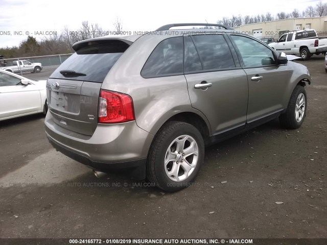 2FMDK4JC4DBE15401 - 2013 FORD EDGE SEL TAN photo 4