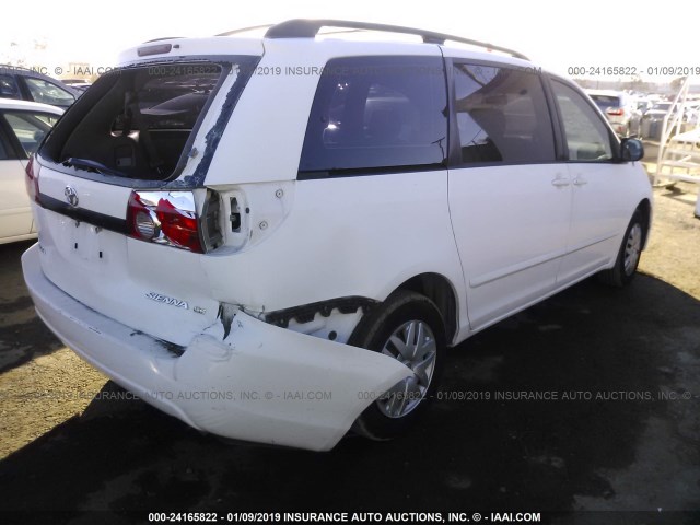 5TDZK23C77S073764 - 2007 TOYOTA SIENNA CE/LE WHITE photo 4