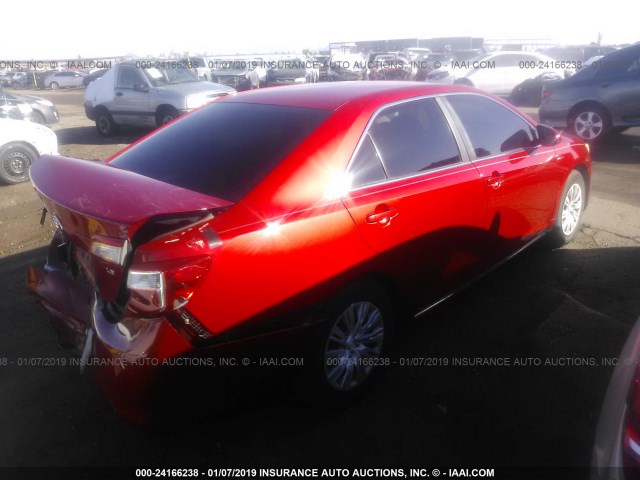 4T1BF1FK1CU500537 - 2012 TOYOTA CAMRY SE/LE/XLE RED photo 4