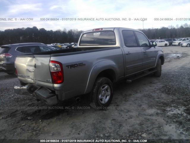 5TBET34146S555582 - 2006 TOYOTA TUNDRA DOUBLE CAB SR5 SILVER photo 4