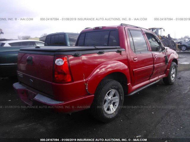 1FMZU77K05UA23561 - 2005 FORD EXPLORER SPORT TR  RED photo 4