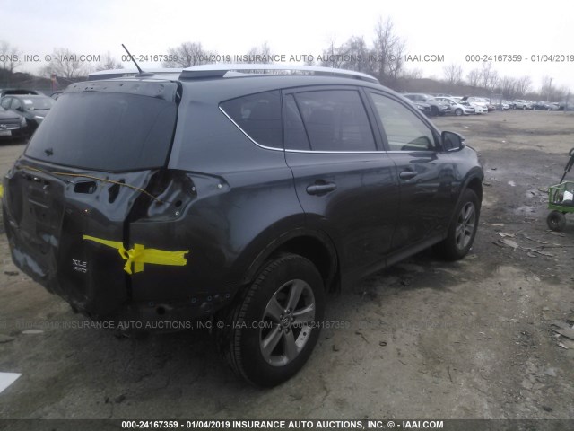 JTMRFREV8FD158568 - 2015 TOYOTA RAV4 XLE GRAY photo 4