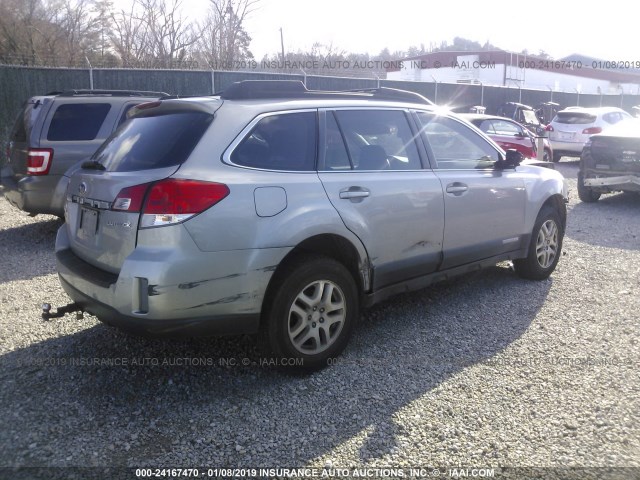 4S4BRCACXA3312637 - 2010 SUBARU OUTBACK 2.5I SILVER photo 4