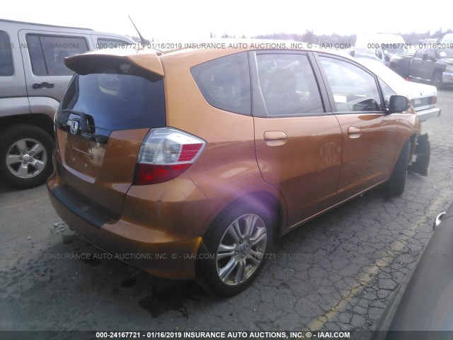 JHMGE8G47AS007524 - 2010 HONDA FIT SPORT ORANGE photo 4