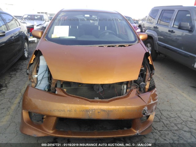 JHMGE8G47AS007524 - 2010 HONDA FIT SPORT ORANGE photo 6