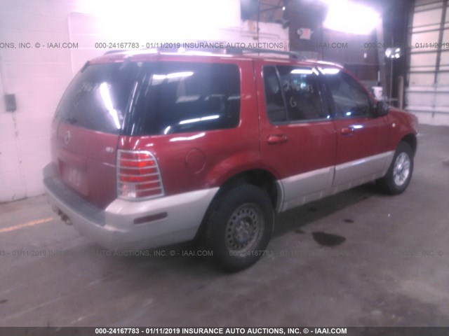 4M2ZU86K94UJ18365 - 2004 MERCURY MOUNTAINEER  RED photo 4