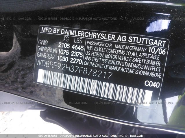 WDBRF92H37F878217 - 2007 MERCEDES-BENZ C 280 4MATIC BLACK photo 9