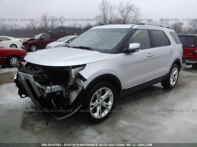 1FM5K8F82EGA70413 - 2014 FORD EXPLORER LIMITED SILVER photo 2