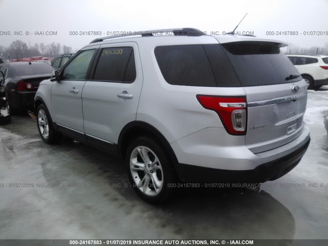 1FM5K8F82EGA70413 - 2014 FORD EXPLORER LIMITED SILVER photo 3