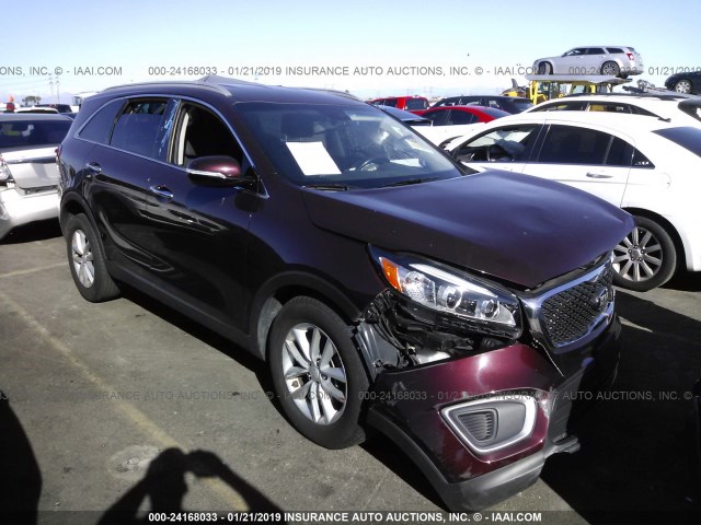 5XYPG4A32HG212401 - 2017 KIA SORENTO LX/L BURGUNDY photo 1