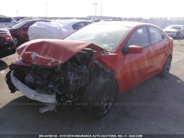 1C3CDFBB2FD405446 - 2015 DODGE DART SXT ORANGE photo 2