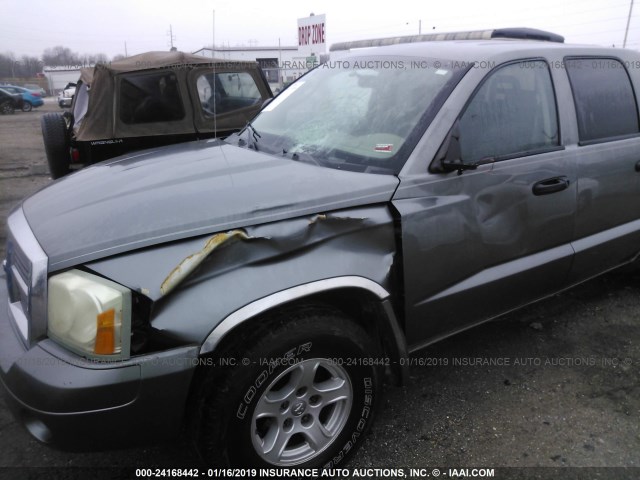 1D7HW48NX6S536739 - 2006 DODGE DAKOTA QUAD SLT GRAY photo 6