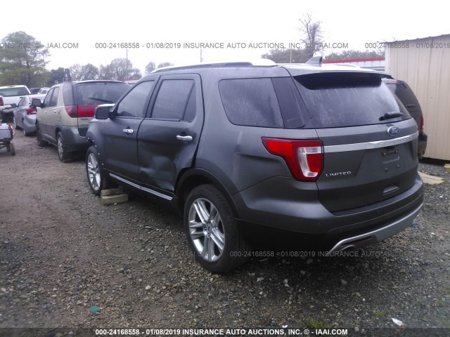 1FM5K7F80HGD62382 - 2017 FORD EXPLORER LIMITED GRAY photo 3