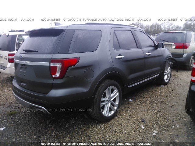 1FM5K7F80HGD62382 - 2017 FORD EXPLORER LIMITED GRAY photo 4