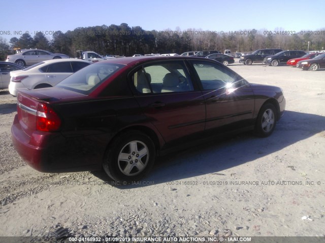 1G1ZT54885F177386 - 2005 CHEVROLET MALIBU LS Bordo foto 4