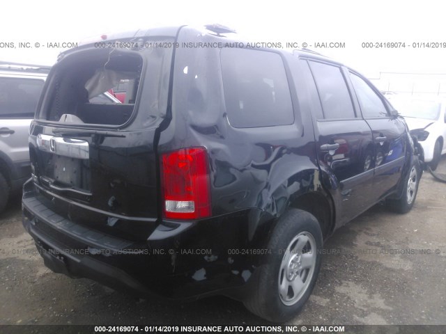 5FNYF3H21DB025019 - 2013 HONDA PILOT LX BLACK photo 4