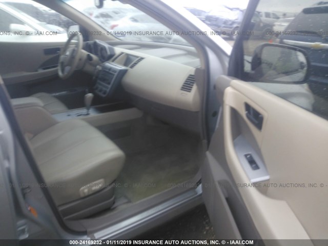 JN8AZ08W15W430499 - 2005 NISSAN MURANO SL/SE/S SILVER photo 5