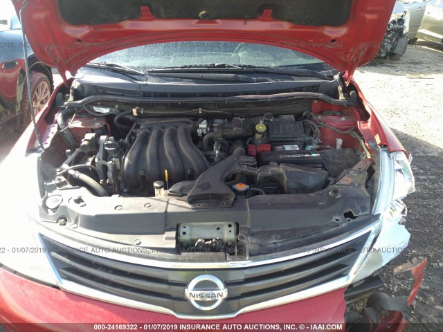 3N1BC1CP0CK215117 - 2012 NISSAN VERSA S/SL RED photo 10