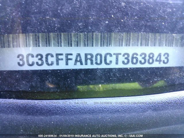 3C3CFFAR0CT363843 - 2012 FIAT 500 POP BLACK photo 9