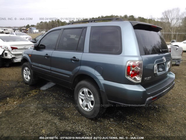 5FNYF28137B003402 - 2007 HONDA PILOT LX BLUE photo 3