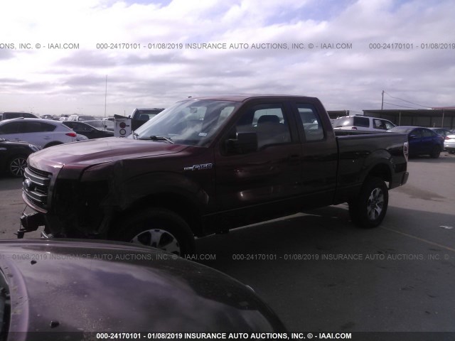 1FTFX1EF9EKE51867 - 2014 FORD F150 SUPER CAB RED photo 2