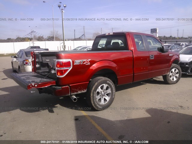 1FTFX1EF9EKE51867 - 2014 FORD F150 SUPER CAB RED photo 4