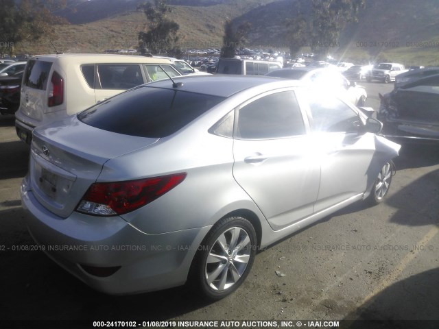 KMHCU4AEXDU428090 - 2013 HYUNDAI ACCENT GLS/SE SILVER photo 4