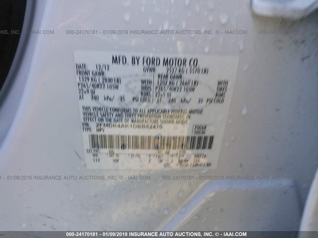 2FMDK4AK1DBB52470 - 2013 FORD EDGE SPORT WHITE photo 9