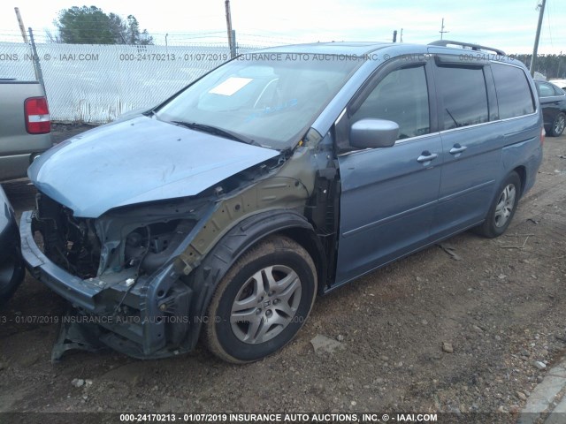 5FNRL387X5B132421 - 2005 HONDA ODYSSEY EXL Light Blue photo 2