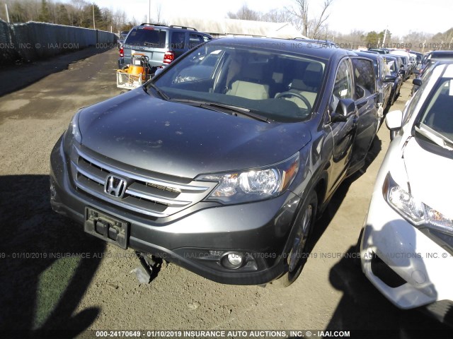 2HKRM4H57EH687717 - 2014 HONDA CR-V EX GRAY photo 2