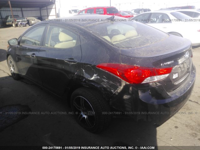 KMHDH4AE0CU268468 - 2012 HYUNDAI ELANTRA GLS/LIMITED BLACK photo 3