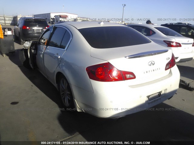 JN1CV6AR4DM767057 - 2013 INFINITI G37 WHITE photo 3