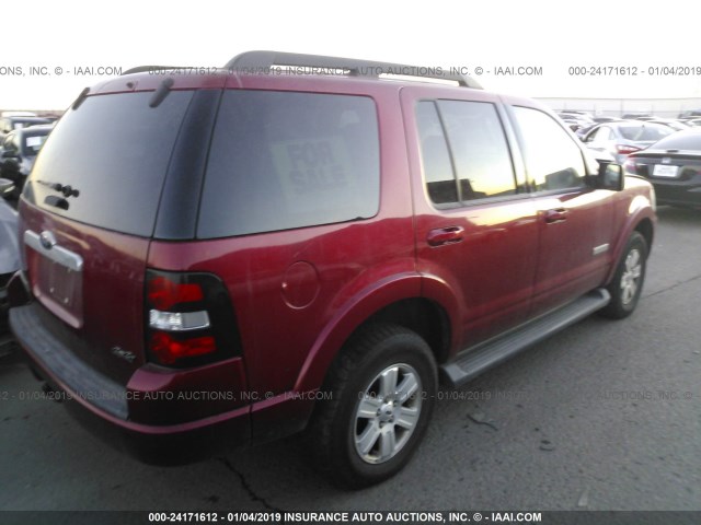 1FMEU73E48UA71082 - 2008 FORD EXPLORER XLT RED photo 4