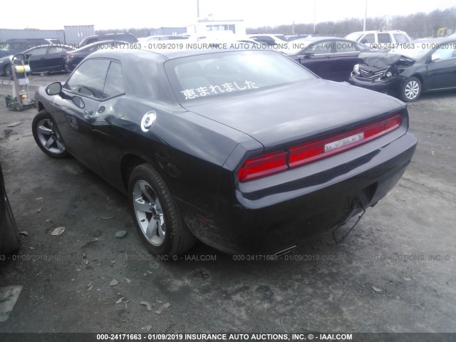 2C3CDYAGXCH181074 - 2012 DODGE CHALLENGER SXT BLACK photo 3