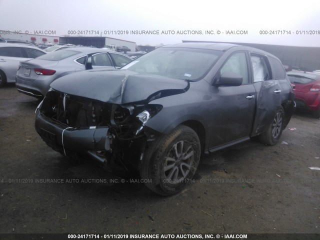 5N1AR2MN7FC625929 - 2015 NISSAN PATHFINDER S/SV/SL/PLATINUM GRAY photo 2