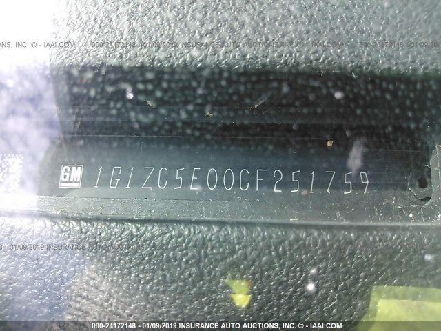 1G1ZC5E00CF251759 - 2012 CHEVROLET MALIBU 1LT ნაცრისფერი ფოტო 9