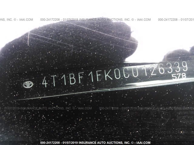 4T1BF1FK0CU126339 - 2012 TOYOTA CAMRY SE/LE/XLE 灰色 照片 9