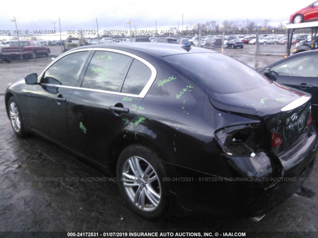 JN1CV6AR6DM760904 - 2013 INFINITI G37 BLACK photo 3