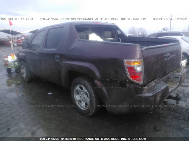 2HJYK16287H519536 - 2007 HONDA RIDGELINE RT MAROON photo 3