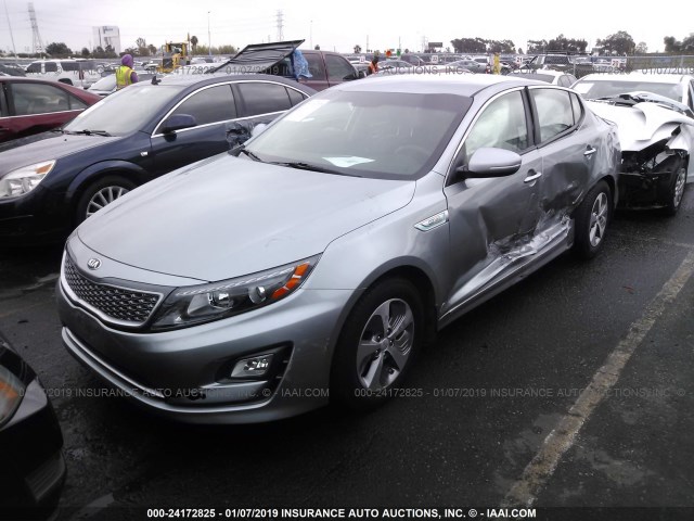 KNAGM4AD9G5096619 - 2016 KIA OPTIMA HYBRID GRAY photo 2