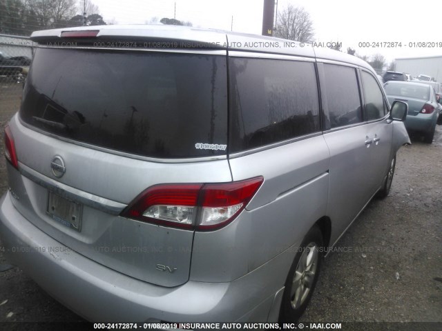 JN8AE2KP6D9060351 - 2013 NISSAN QUEST S/SV/SL/LE SILVER photo 4