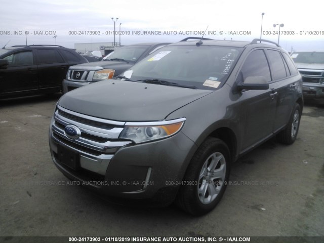 2FMDK4JC4EBB63313 - 2014 FORD EDGE SEL GOLD photo 2