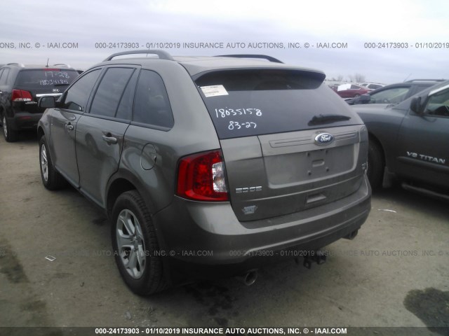 2FMDK4JC4EBB63313 - 2014 FORD EDGE SEL GOLD photo 3