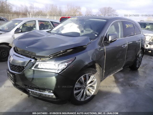 5FRYD4H44EB032611 - 2014 ACURA MDX TECHNOLOGY GRAY photo 2