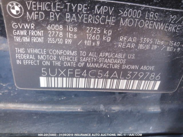 5UXFE4C54AL379786 - 2010 BMW X5 XDRIVE30I BLACK photo 9