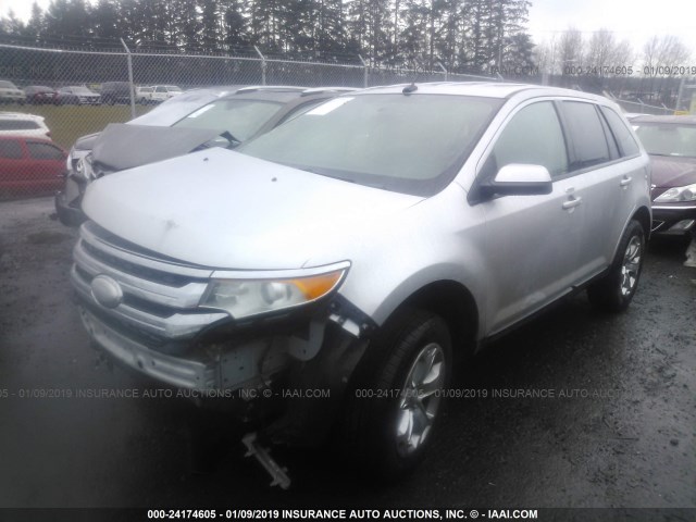 2FMDK4JCXCBA82782 - 2012 FORD EDGE SEL SILVER photo 2