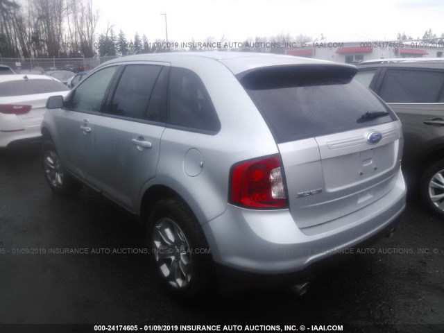 2FMDK4JCXCBA82782 - 2012 FORD EDGE SEL SILVER photo 3